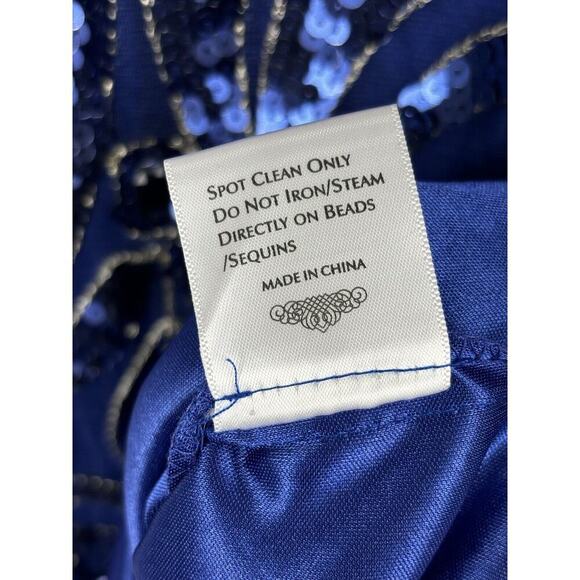 Sue Wong Womens Formal Cocktail Dress 4 Blue Sequin Beaded Homecoming Gala Prom - Picture 11 of 11